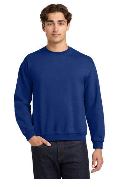 Gildan 18000 Mens Pill Resistant Fleece Crewneck Sweatshirt Fan Deep Royal Blue Model Front