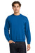 Gildan 18000 Mens Pill Resistant Fleece Crewneck Sweatshirt Neon Blue Model Front