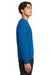 Gildan 18000 Mens Pill Resistant Fleece Crewneck Sweatshirt Neon Blue Model Side