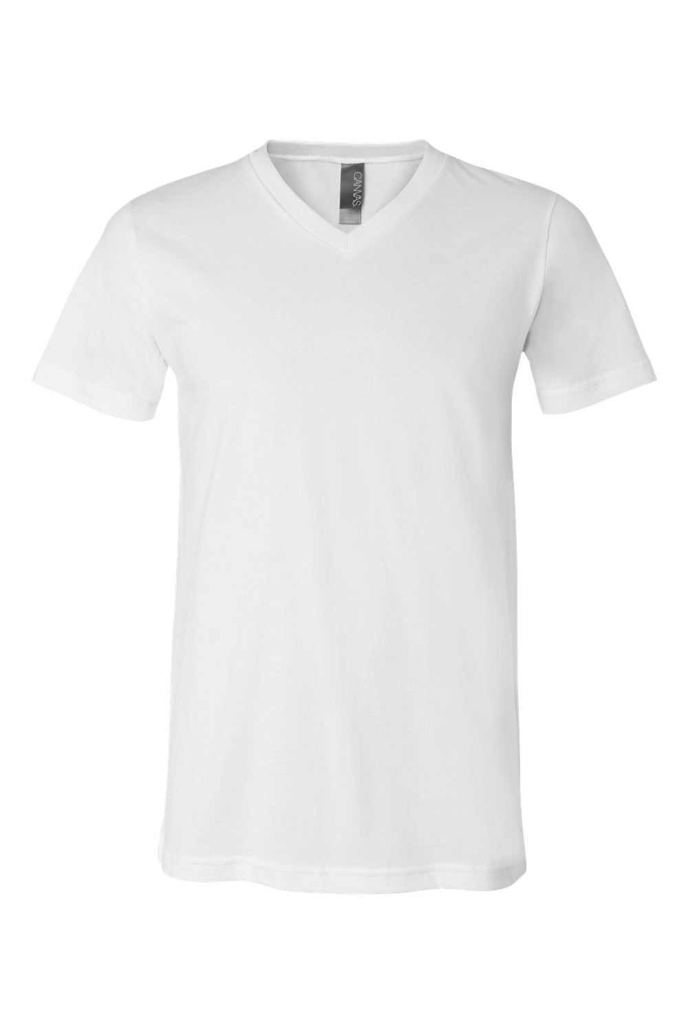 Bella + Canvas BC3005/3005/3655C Mens Jersey Short Sleeve V-Neck T-Shirt White Flat Front