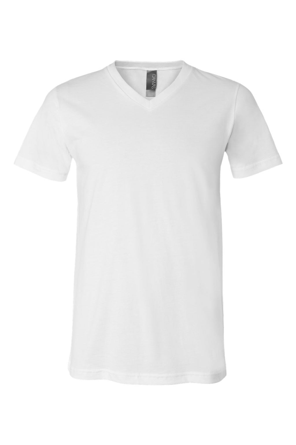 Bella + Canvas BC3005/3005 Mens Jersey Short Sleeve V-Neck T-Shirt White Flat Front