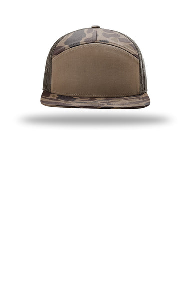 Richardson Hats 168P Mens Printed Snapback Trucker Hat Bark Duck Camo/Brown Flat Front