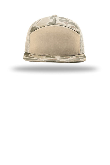 Richardson Hats 168P Mens Printed Snapback Trucker Hat Harvest Duck Camo/Sandstone Flat Front