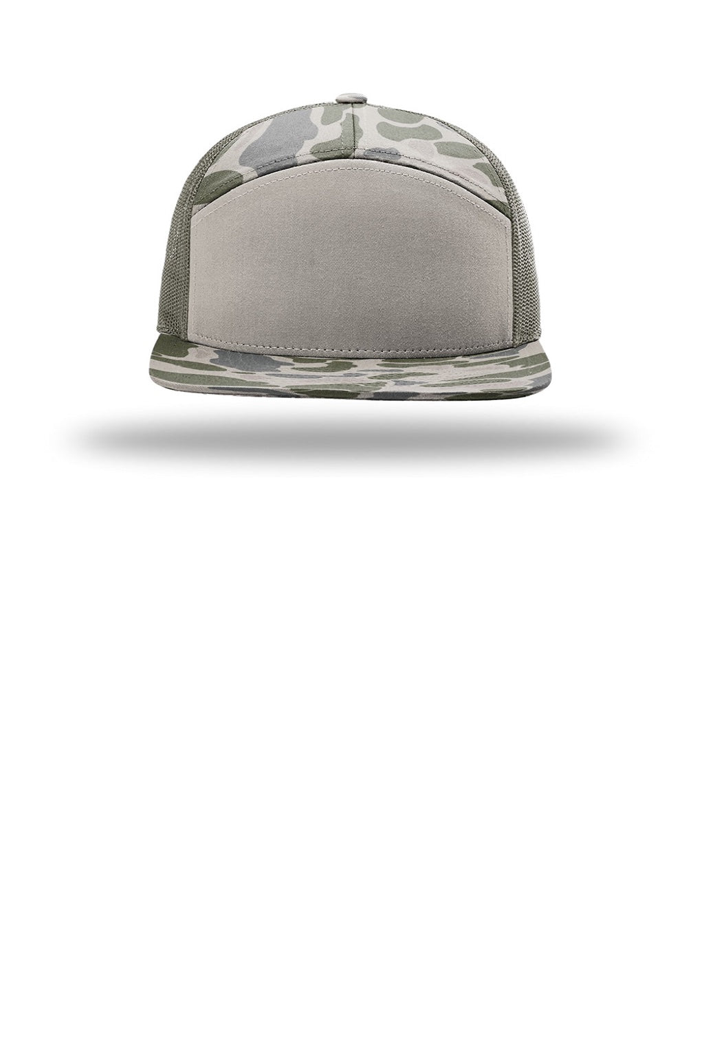 Richardson Hats 168P Mens Printed Snapback Trucker Hat Marsh Duck Camo/Loden Green Flat Front