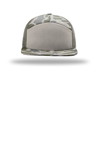 Richardson Hats 168P Mens Printed Snapback Trucker Hat Marsh Duck Camo/Loden Green Flat Front