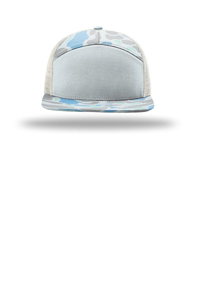 Richardson Hats 168P Mens Printed Snapback Trucker Hat Saltwater Duck Camo/Ice Grey Flat Front
