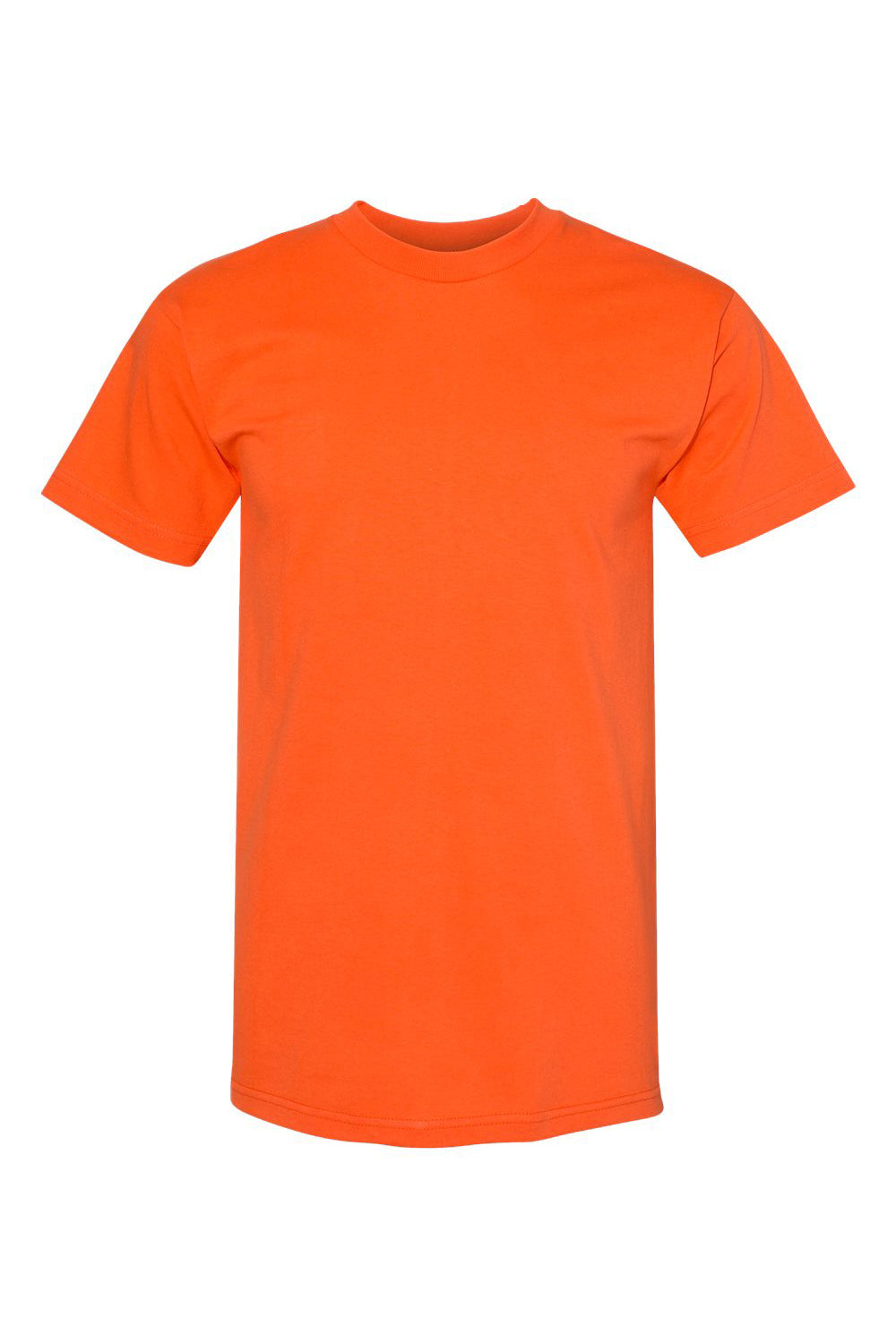 Bayside BA5100 Mens USA Made Short Sleeve Crewneck T-Shirt Bright Orange Flat Front