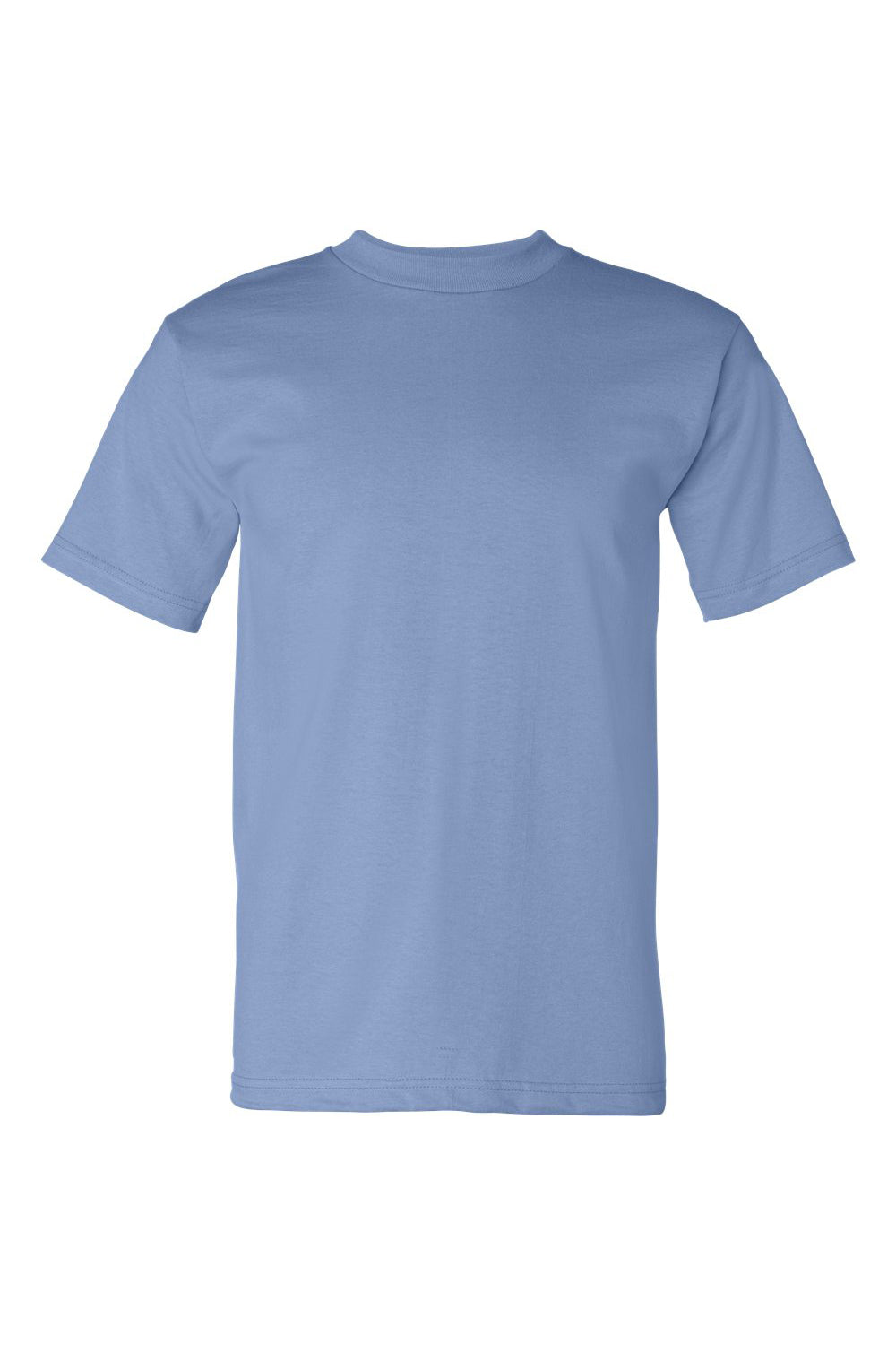 Bayside BA5100 Mens USA Made Short Sleeve Crewneck T-Shirt Carolina Blue Flat Front