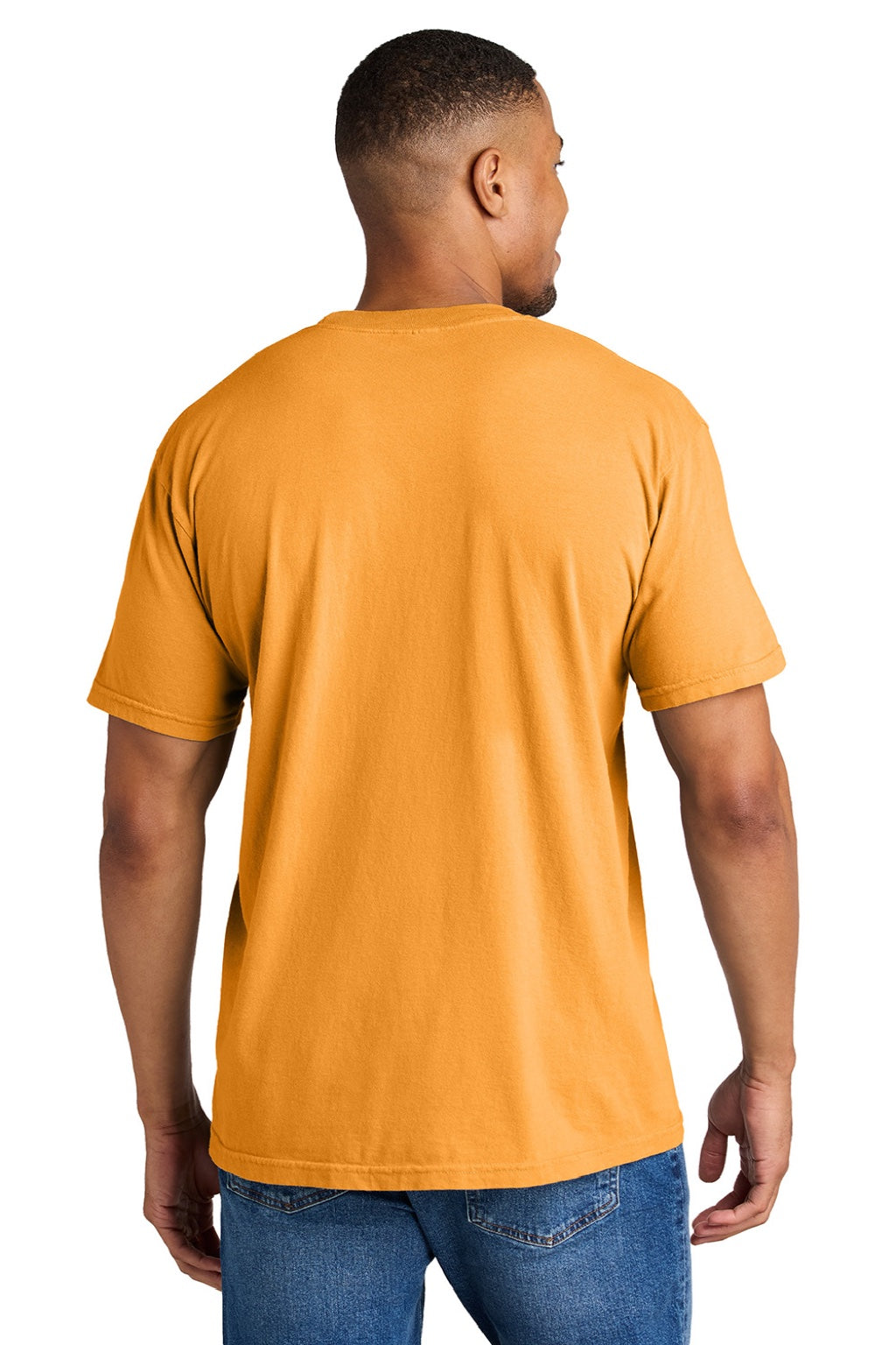 Comfort Colors 1717 Mens Short Sleeve Crewneck T-Shirt Bright Orange Model Back