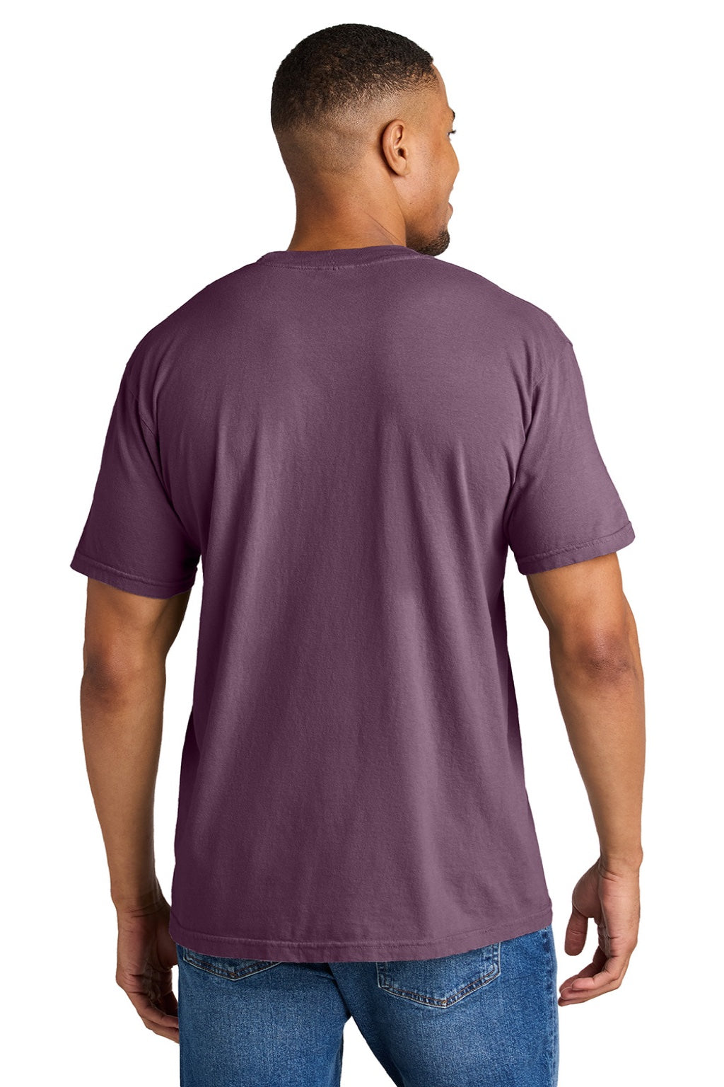 Comfort Colors 1717 Mens Short Sleeve Crewneck T-Shirt Berry Purple Model Back