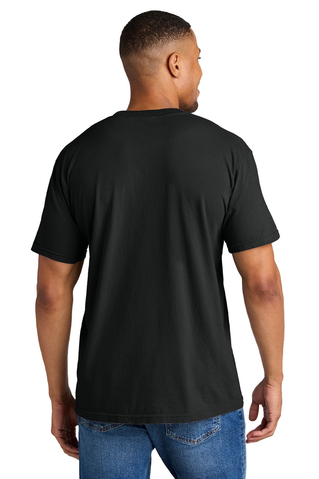 Comfort Colors 1717 Mens Short Sleeve Crewneck T-Shirt Black Model Back