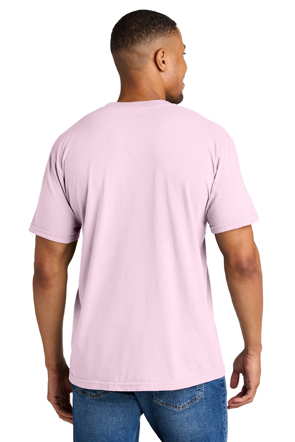 Comfort Colors 1717 Mens Short Sleeve Crewneck T-Shirt Blossom Pink Model Back