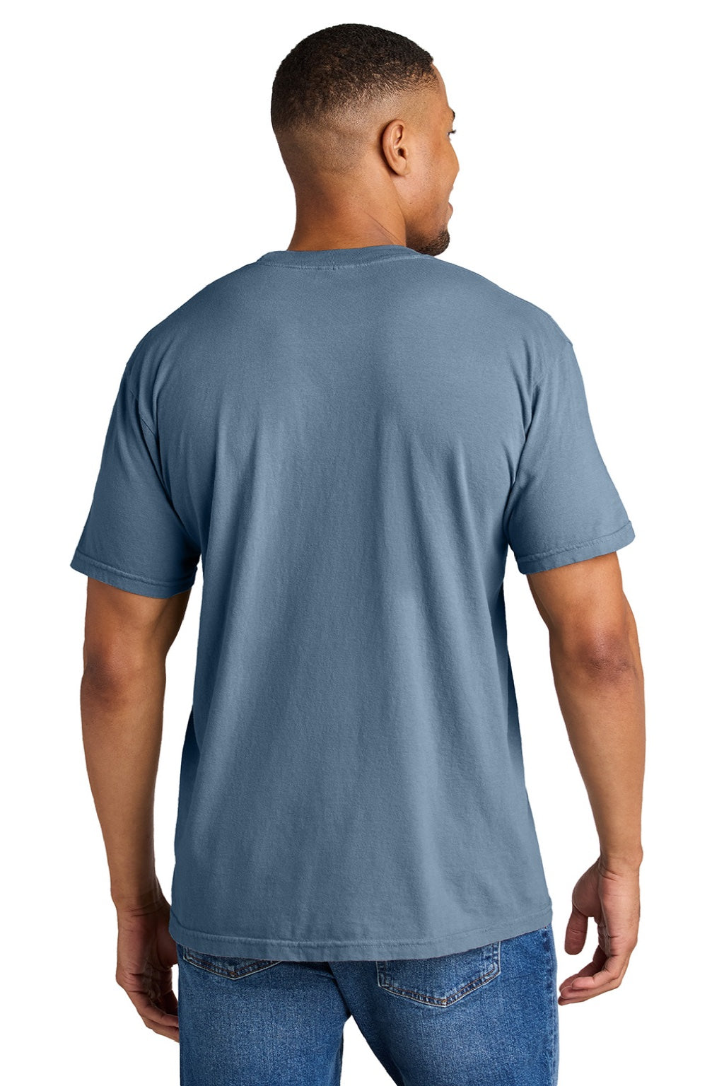 Comfort Colors 1717 Mens Short Sleeve Crewneck T-Shirt Blue Jean Model Back