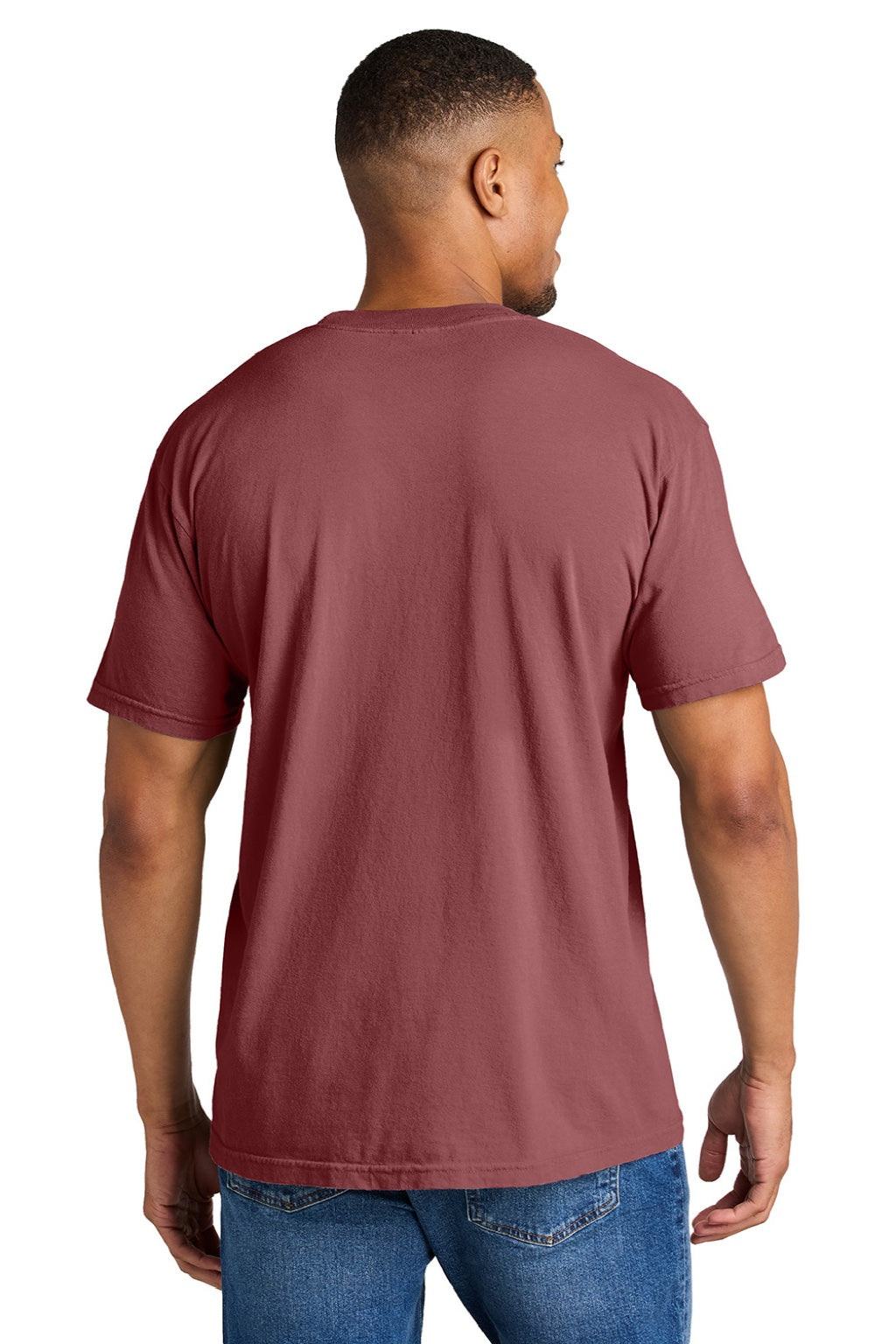 Comfort Colors 1717 Mens Short Sleeve Crewneck T-Shirt Brick Red Model Back