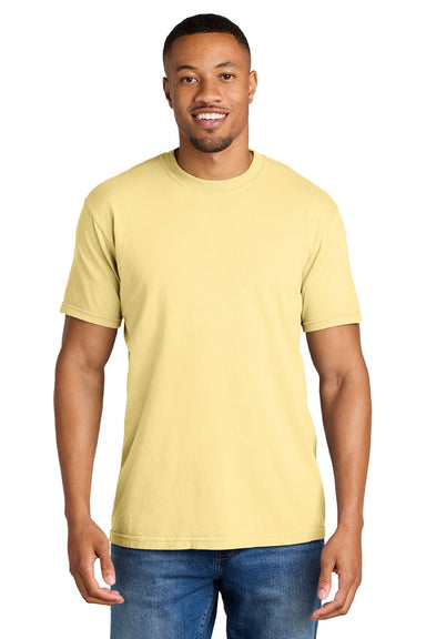 Comfort Colors 1717 Mens Short Sleeve Crewneck T-Shirt Butter Yellow Model Front