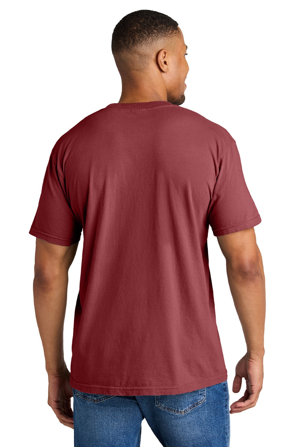 Comfort Colors 1717 Mens Short Sleeve Crewneck T-Shirt Chili Red Model Back