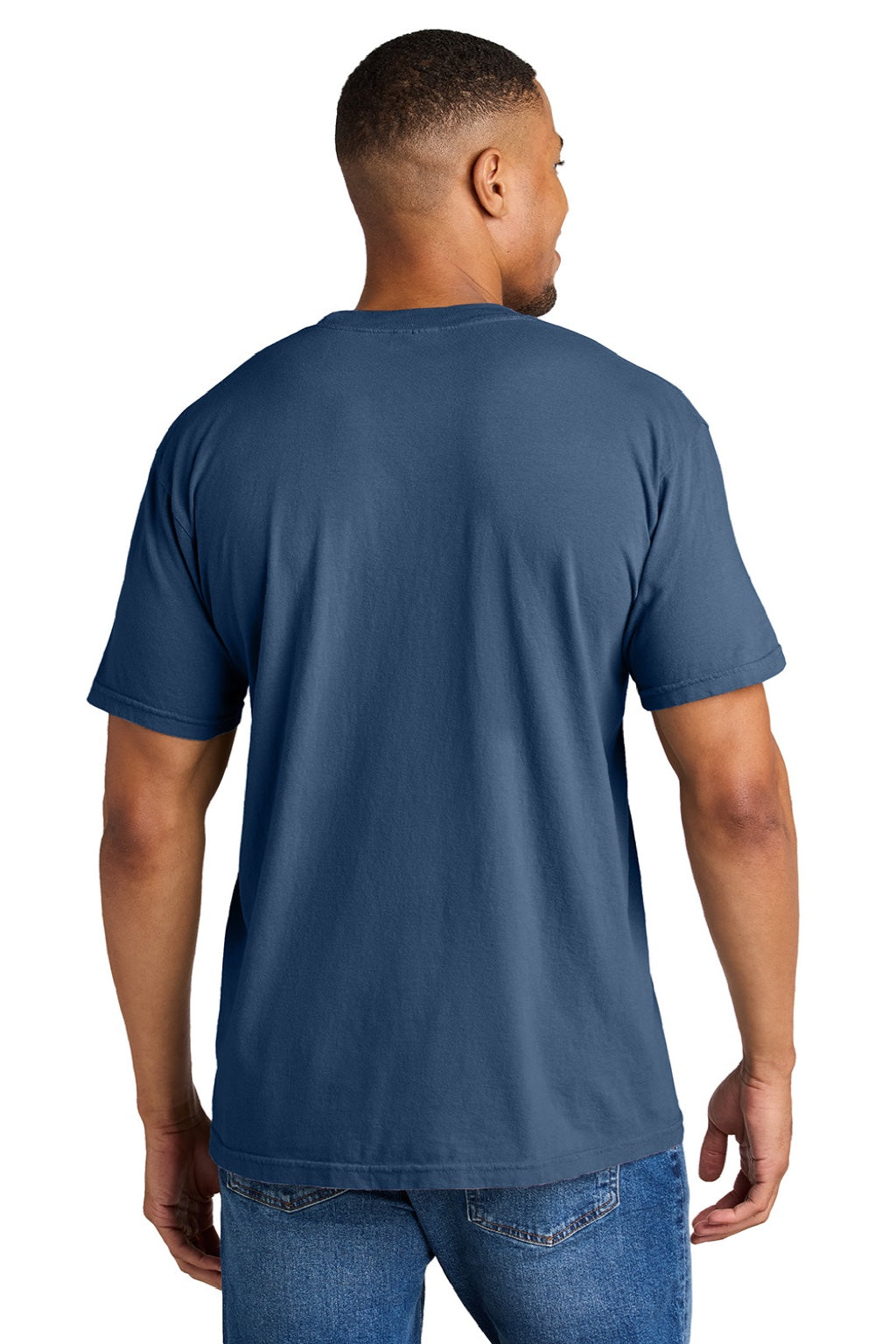 Comfort Colors 1717 Mens Short Sleeve Crewneck T-Shirt China Blue Model Back