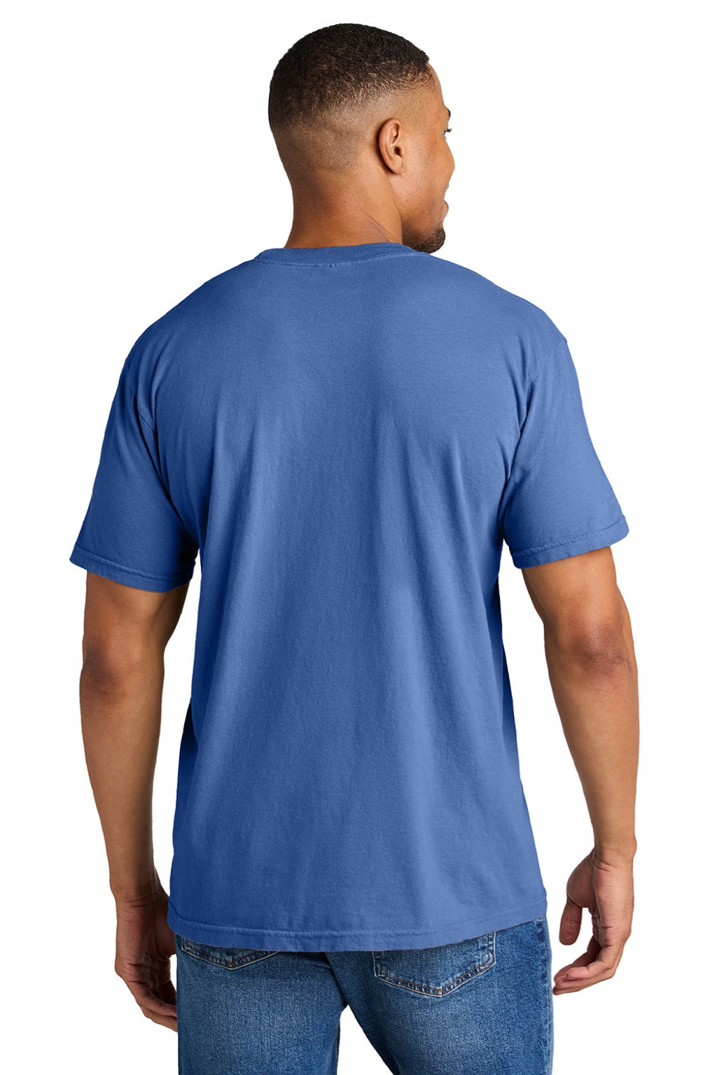Comfort Colors 1717 Mens Short Sleeve Crewneck T-Shirt Flo Blue Model Back
