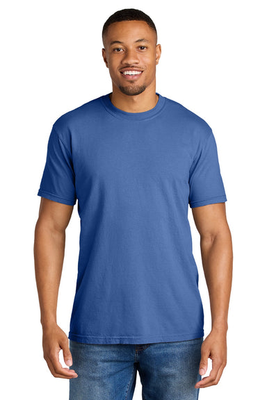 Comfort Colors 1717 Mens Short Sleeve Crewneck T-Shirt Flo Blue Model Front