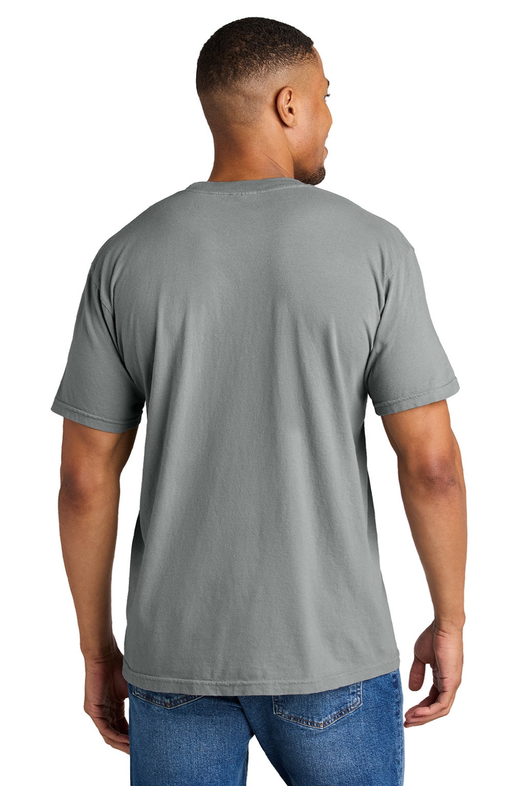 Comfort Colors 1717 Mens Short Sleeve Crewneck T-Shirt Granite Grey Model Back