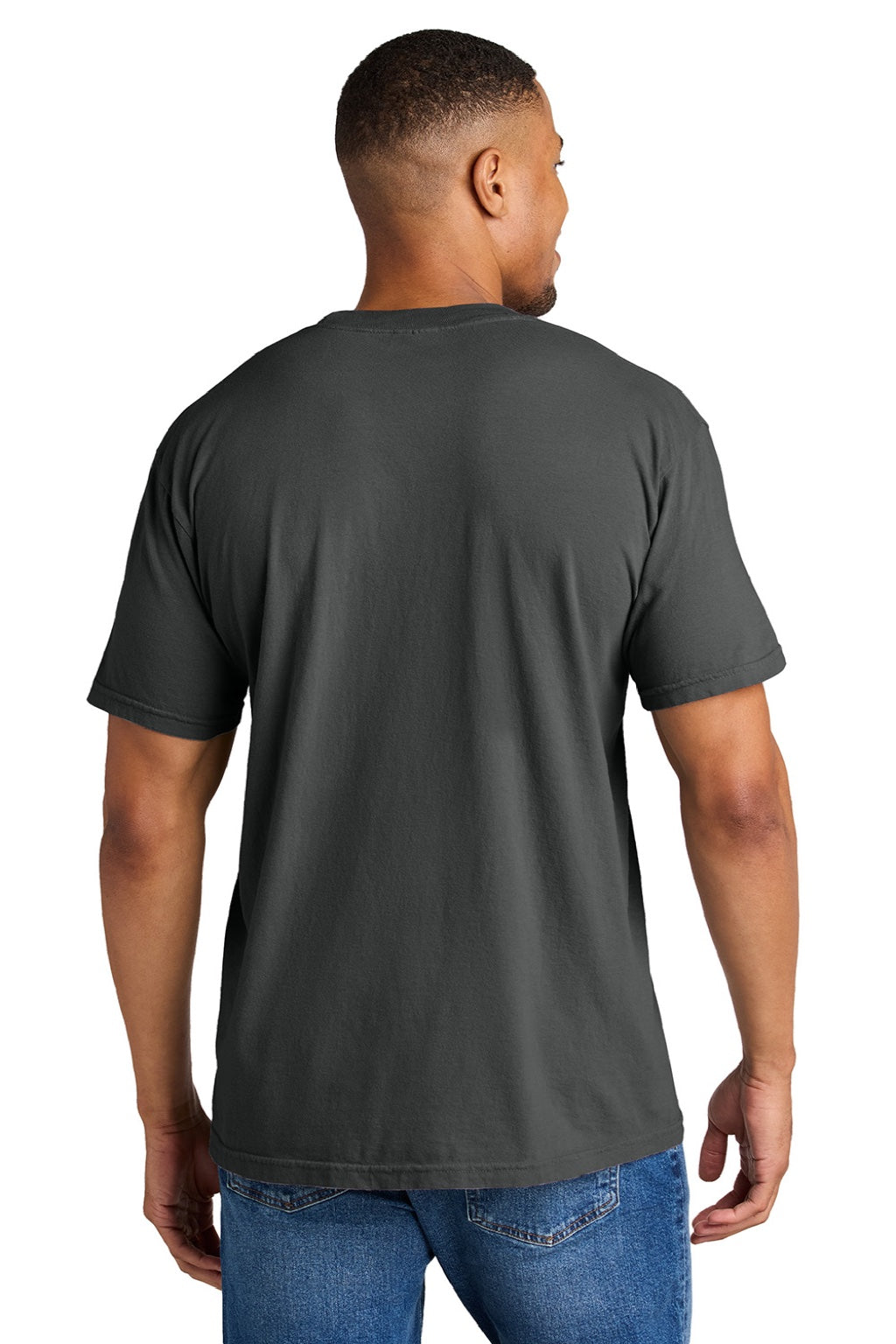 Comfort Colors 1717 Mens Short Sleeve Crewneck T-Shirt Graphite Grey Model Back