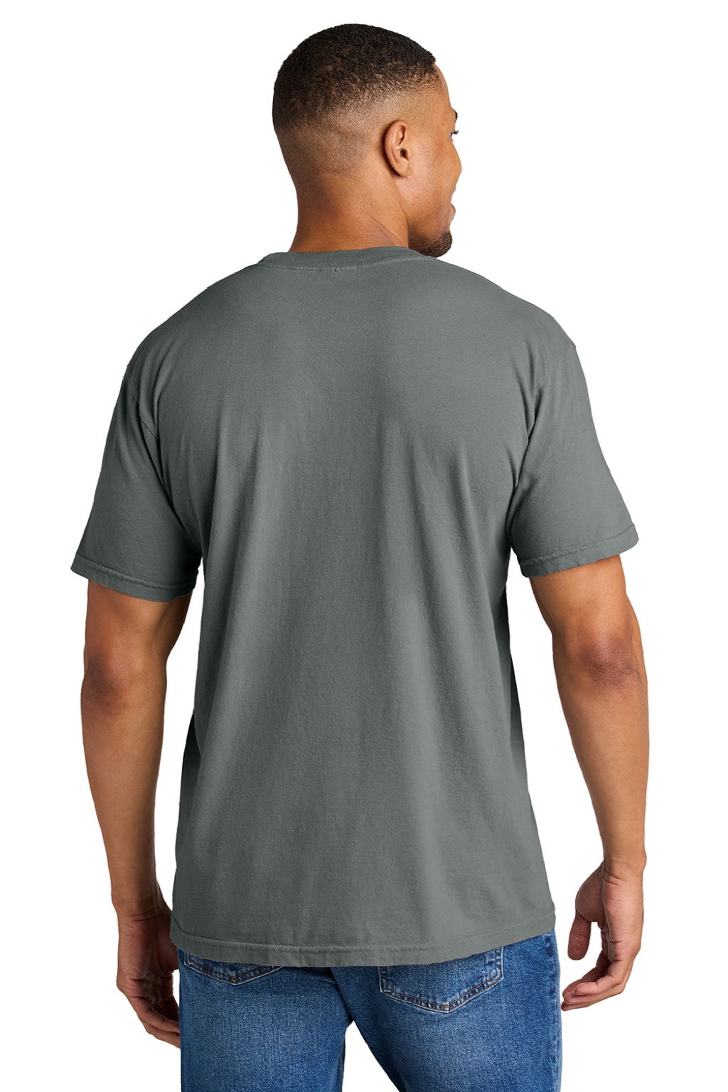Comfort Colors 1717 Mens Short Sleeve Crewneck T-Shirt Grey Model Back