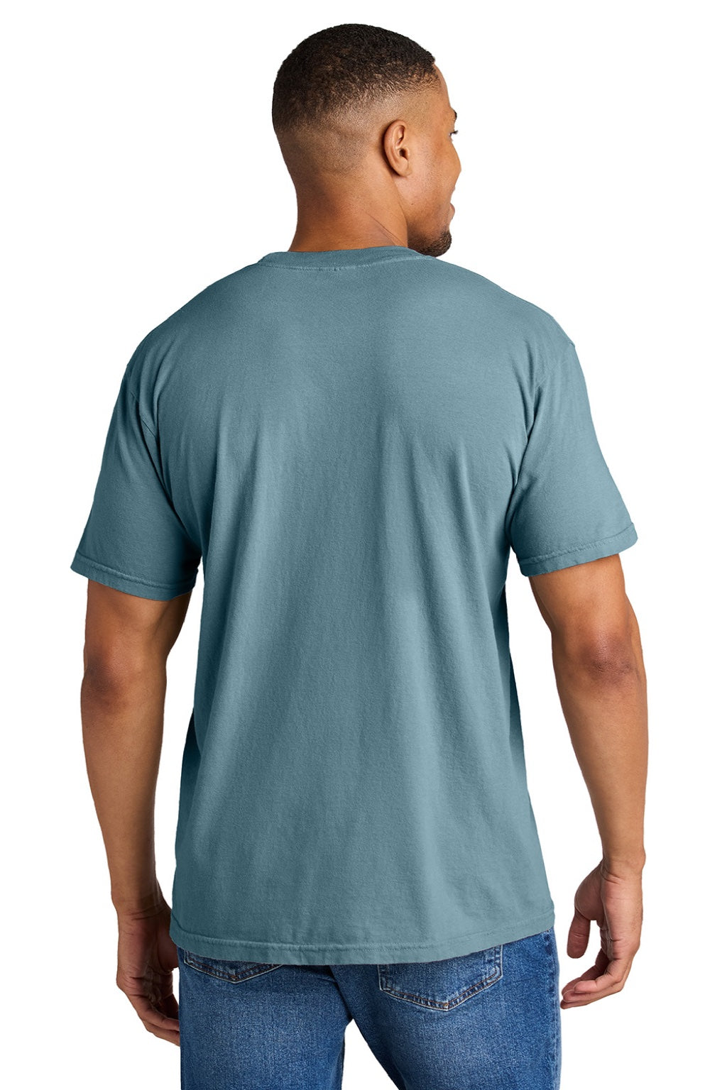 Comfort Colors 1717 Mens Short Sleeve Crewneck T-Shirt Ice Blue Model Back