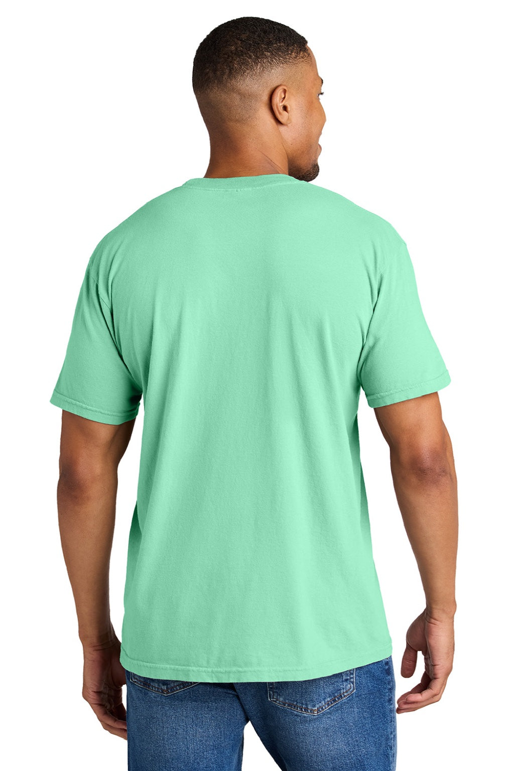 Comfort Colors 1717 Mens Short Sleeve Crewneck T-Shirt Island Reef Green Model Back