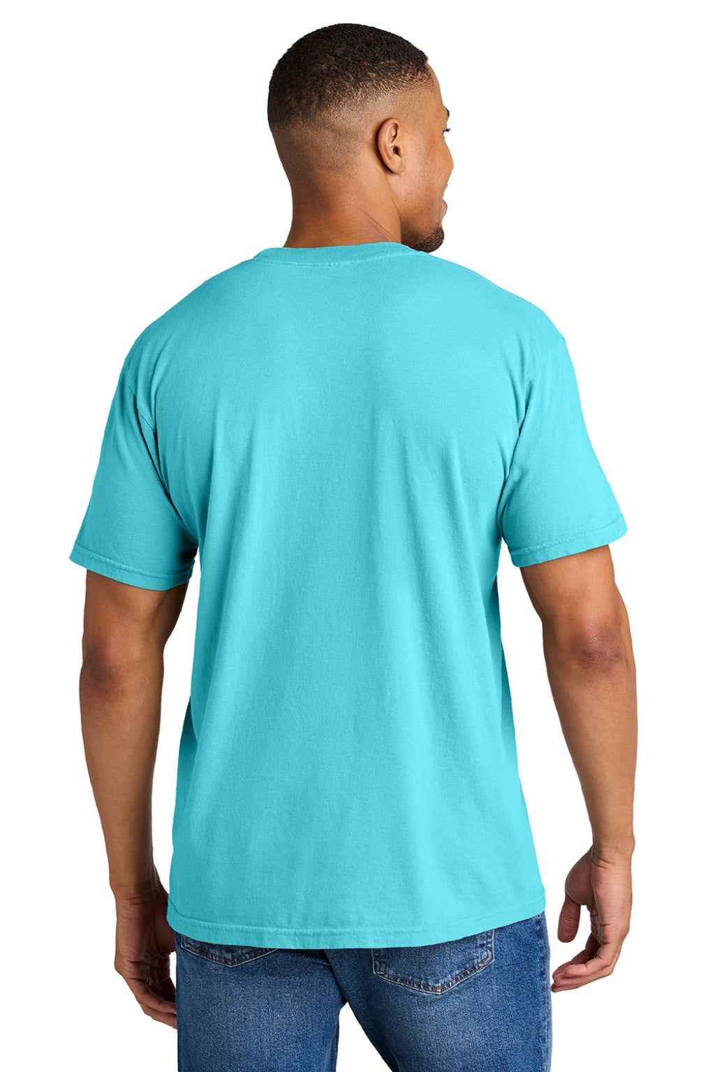 Comfort Colors 1717 Mens Short Sleeve Crewneck T-Shirt Lagoon Blue Model Back
