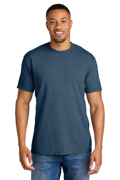 Comfort Colors 1717 Mens Short Sleeve Crewneck T-Shirt Midnight Blue Model Front