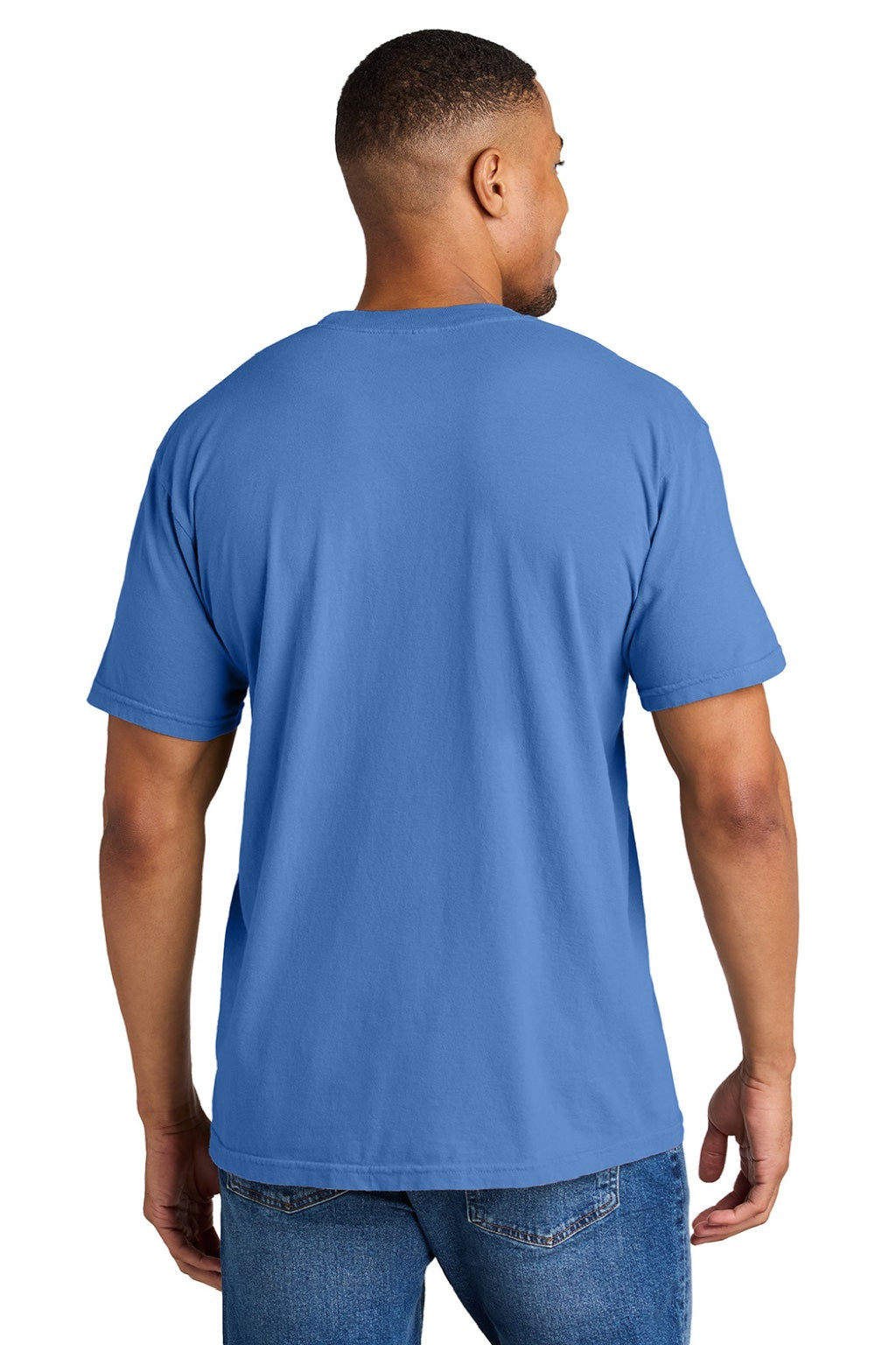 Comfort Colors 1717 Mens Short Sleeve Crewneck T-Shirt Mystic Blue Model Back