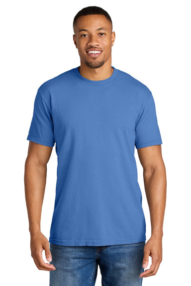 Comfort Colors 1717 Mens Short Sleeve Crewneck T-Shirt Mystic Blue Model Front