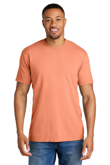 Comfort Colors 1717 Mens Short Sleeve Crewneck T-Shirt Neon Cantloupe Orange Model Front