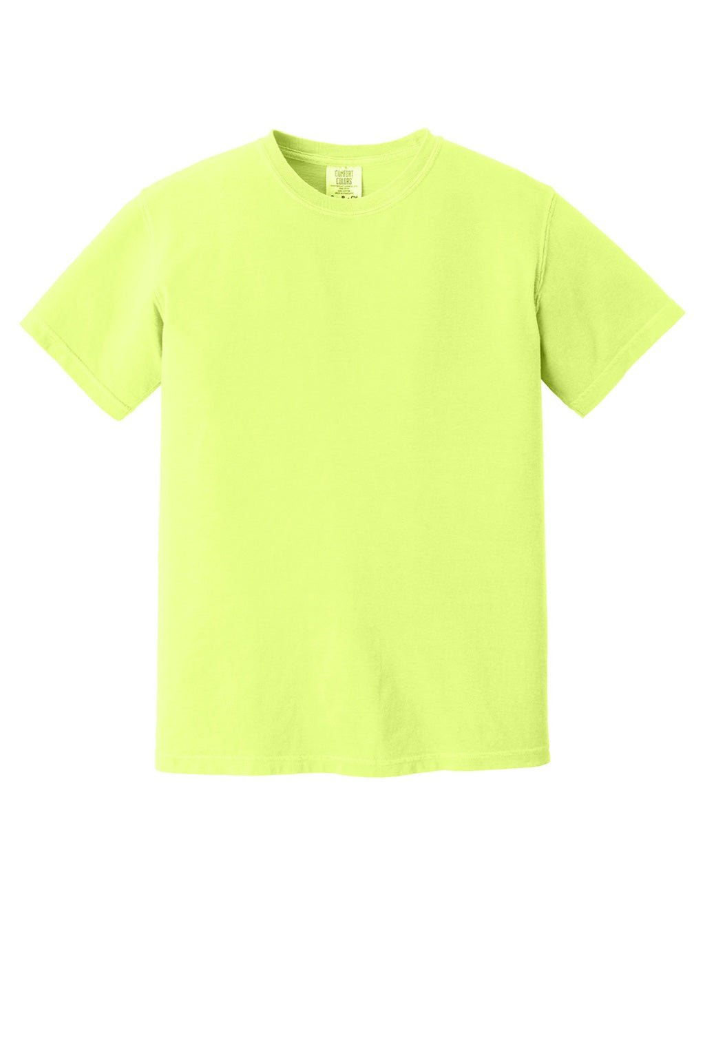 Comfort Colors 1717 Mens Short Sleeve Crewneck T-Shirt Neon Lemon Yellow Flat Front