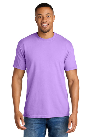Comfort Colors 1717 Mens Short Sleeve Crewneck T-Shirt Neon Violet Purple Model Front