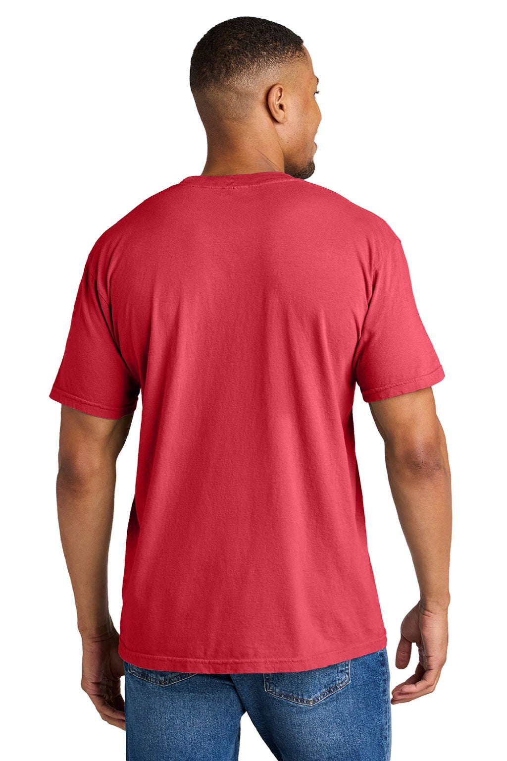 Comfort Colors 1717 Mens Short Sleeve Crewneck T-Shirt Paprika Red Model Back