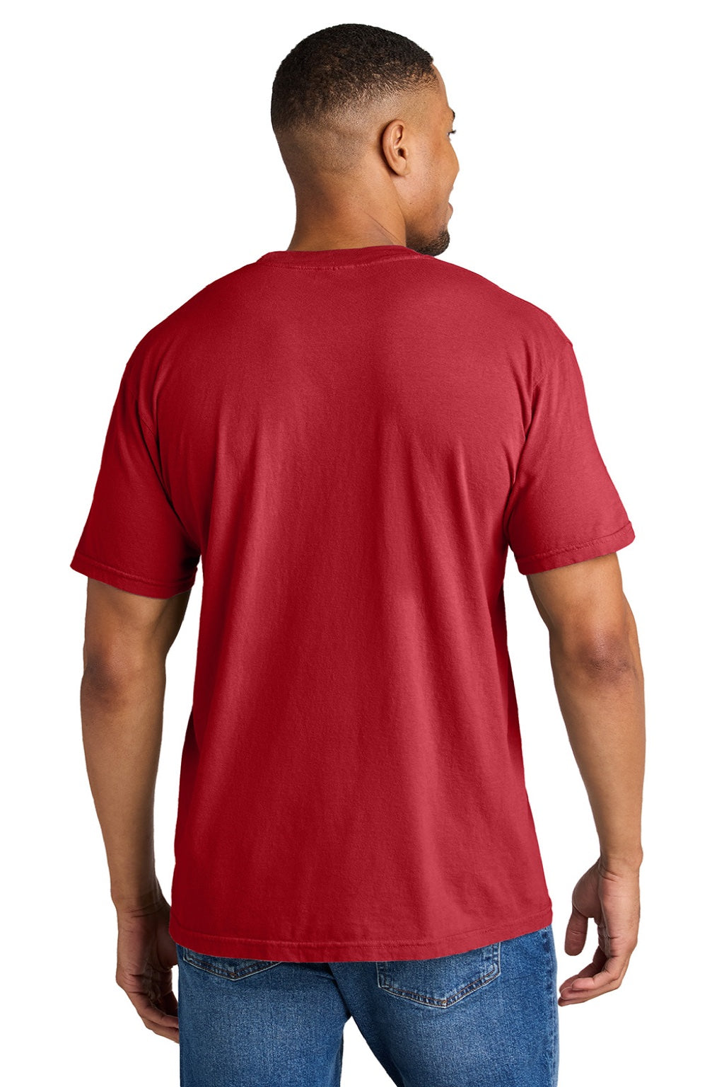 Comfort Colors 1717 Mens Short Sleeve Crewneck T-Shirt Red Model Back