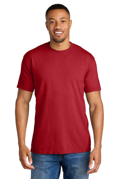 Comfort Colors 1717 Mens Short Sleeve Crewneck T-Shirt Red Model Front