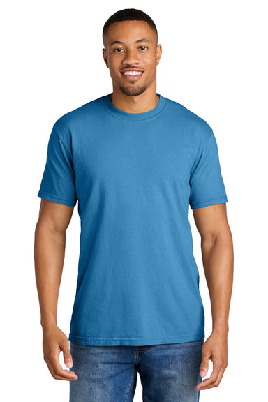Comfort Colors 1717 Mens Short Sleeve Crewneck T-Shirt Royal Caribe Blue Model Front
