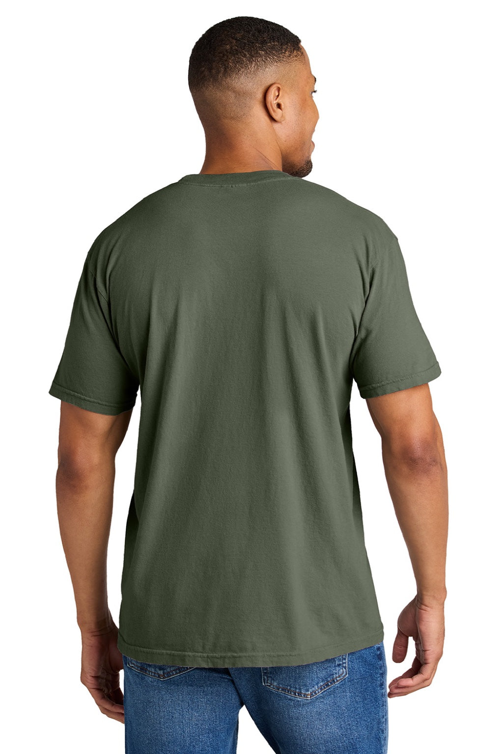 Comfort Colors 1717 Mens Short Sleeve Crewneck T-Shirt Sage Green Model Back