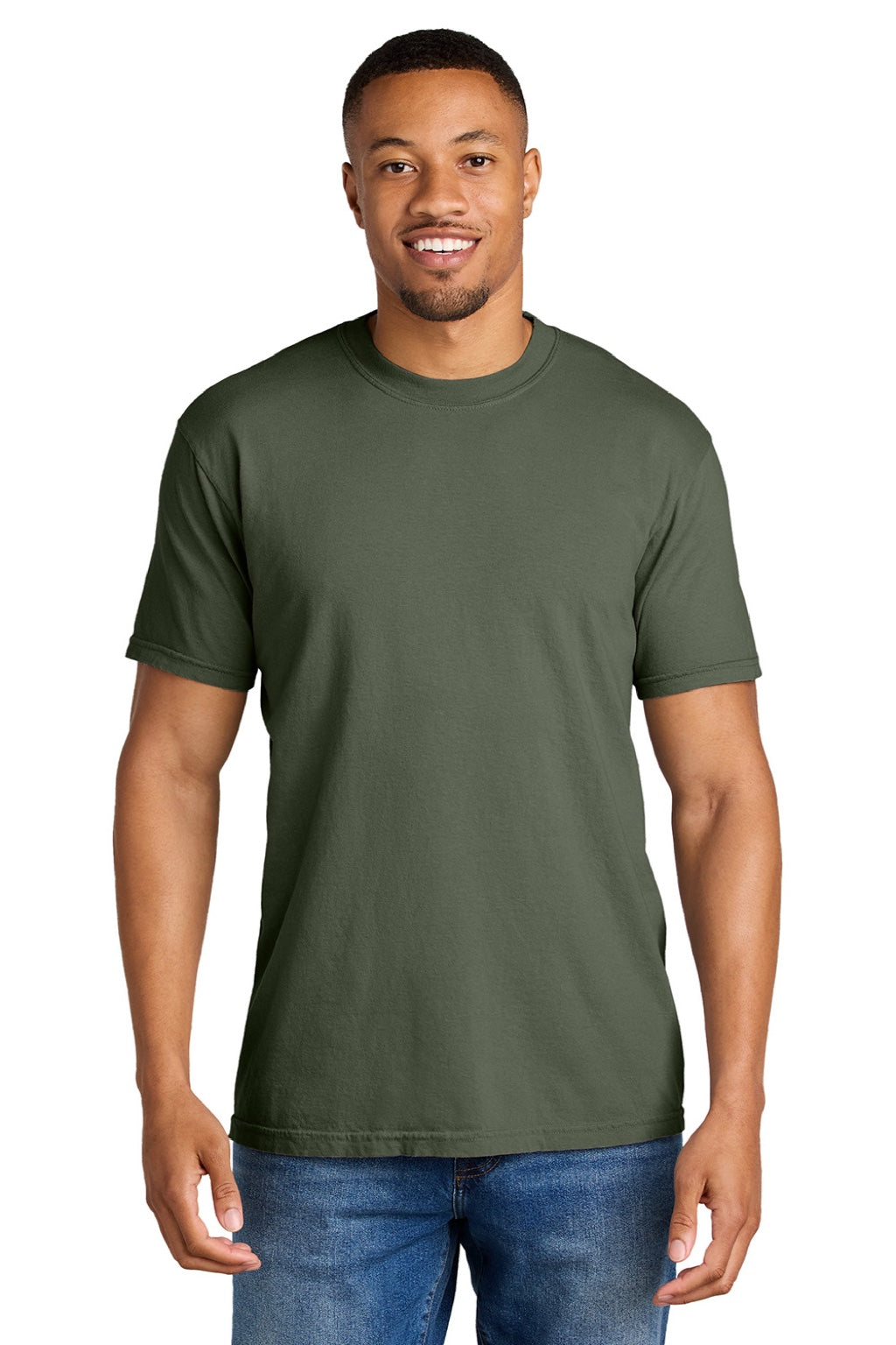 Comfort Colors 1717 Mens Short Sleeve Crewneck T-Shirt Sage Green Model Front