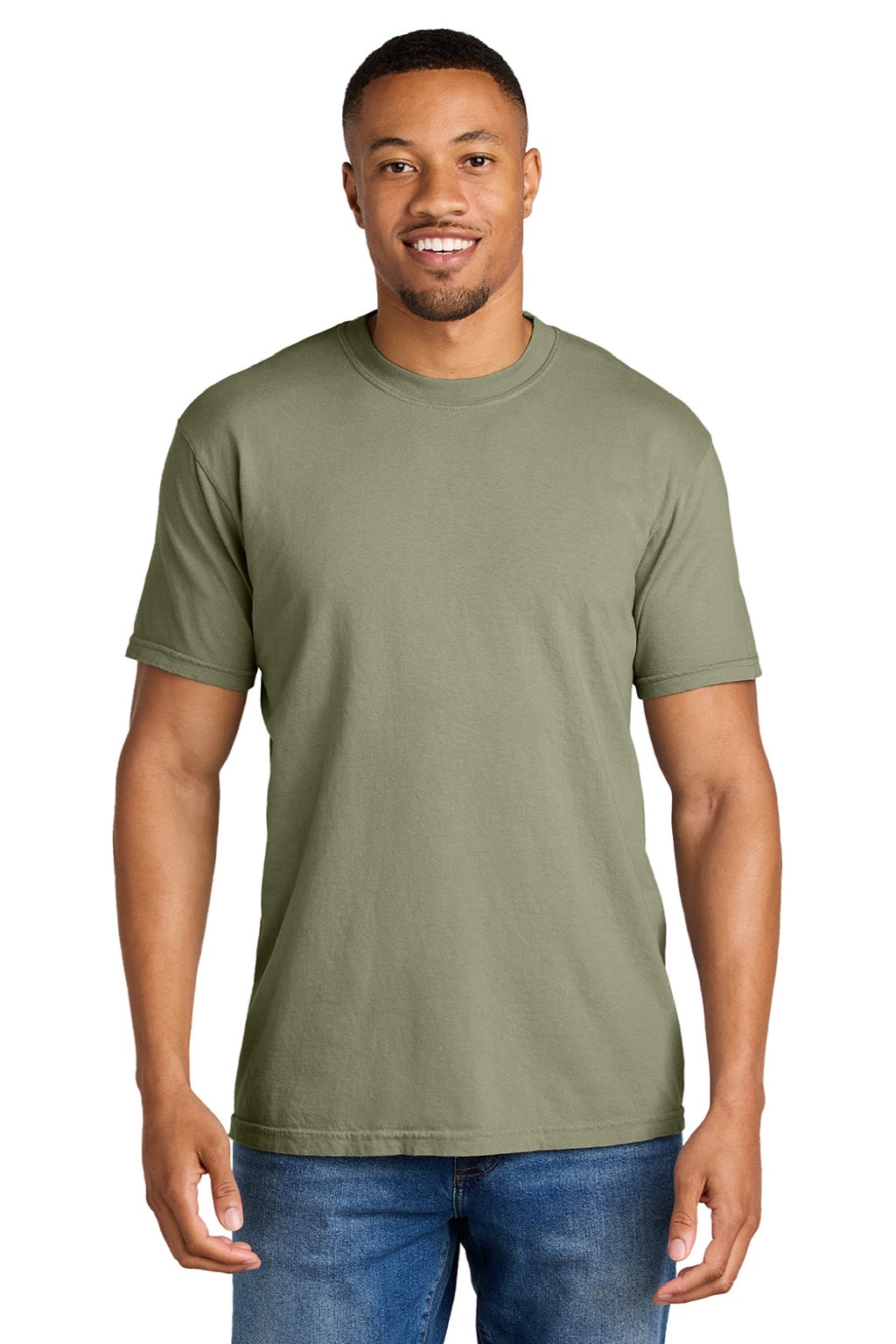 Comfort Colors 1717 Mens Short Sleeve Crewneck T-Shirt Sandstone Model Front