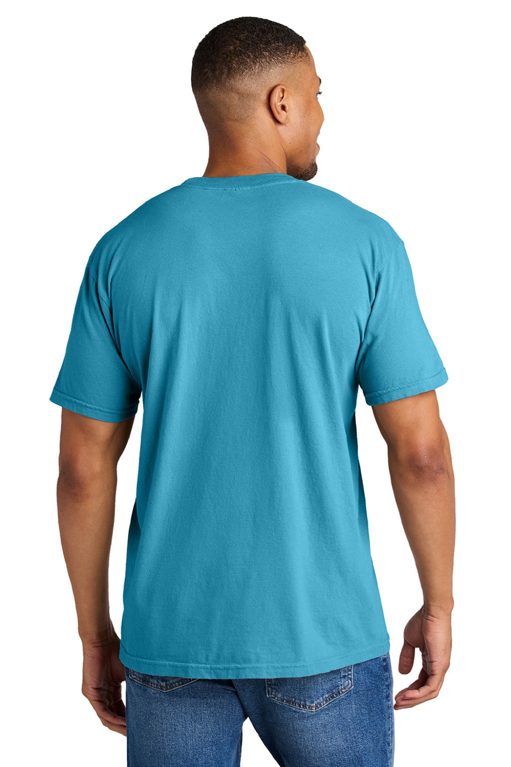 Comfort Colors 1717 Mens Short Sleeve Crewneck T-Shirt Sapphire Blue Model Back