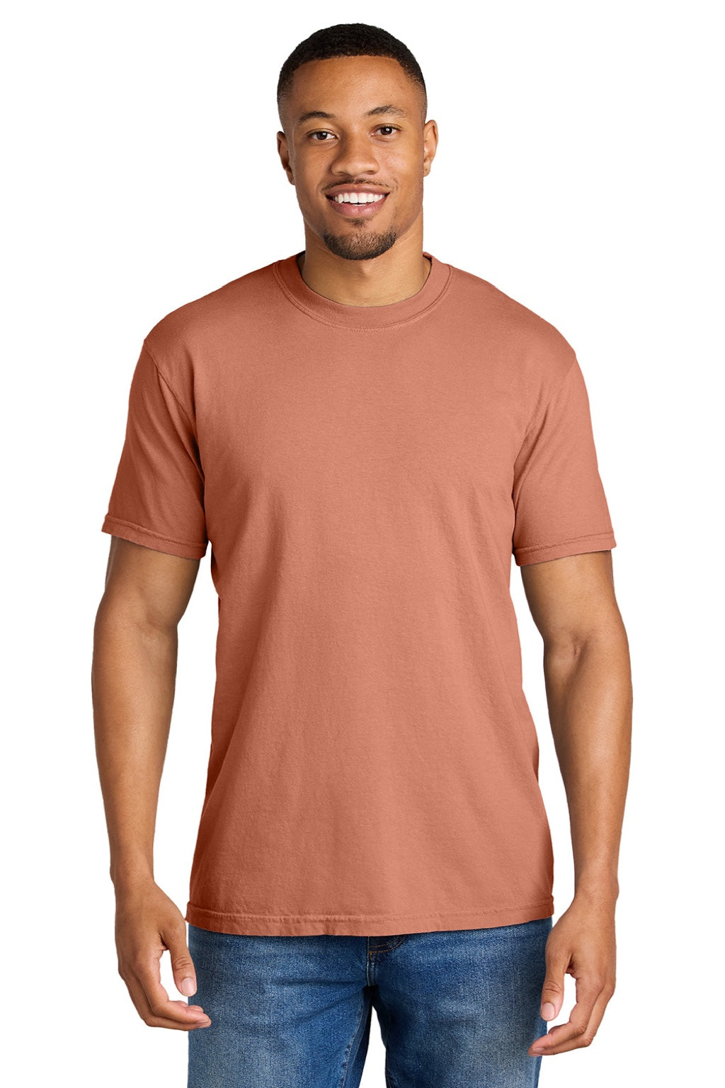 Comfort Colors 1717 Mens Short Sleeve Crewneck T-Shirt Terracota Model Side