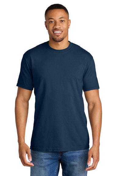 Comfort Colors 1717 Mens Short Sleeve Crewneck T-Shirt True Navy Blue Model Front