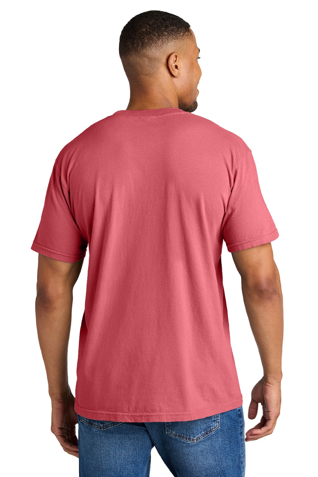 Comfort Colors 1717 Mens Short Sleeve Crewneck T-Shirt Watermelon Pink Model Back