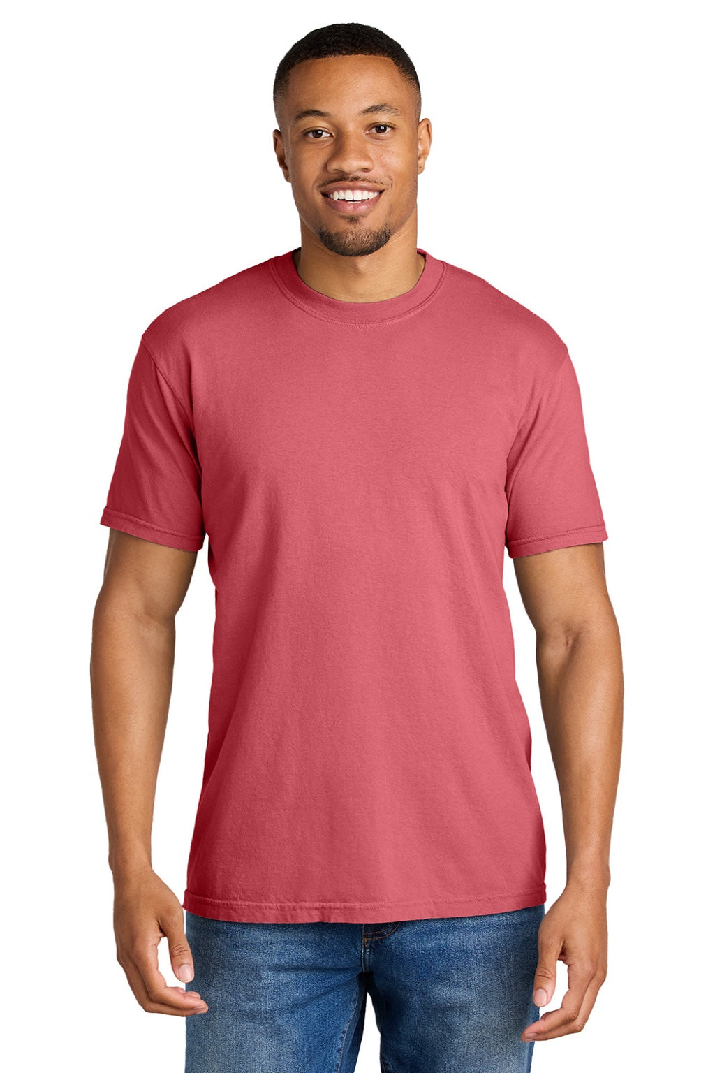 Comfort Colors 1717 Mens Short Sleeve Crewneck T-Shirt Watermelon Pink Model Front