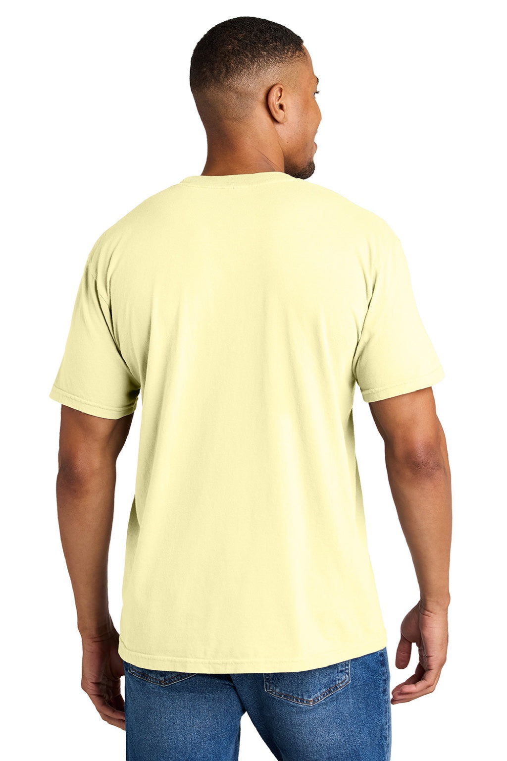 Comfort Colors 1717 Mens Short Sleeve Crewneck T-Shirt Banana Yellow Model Back
