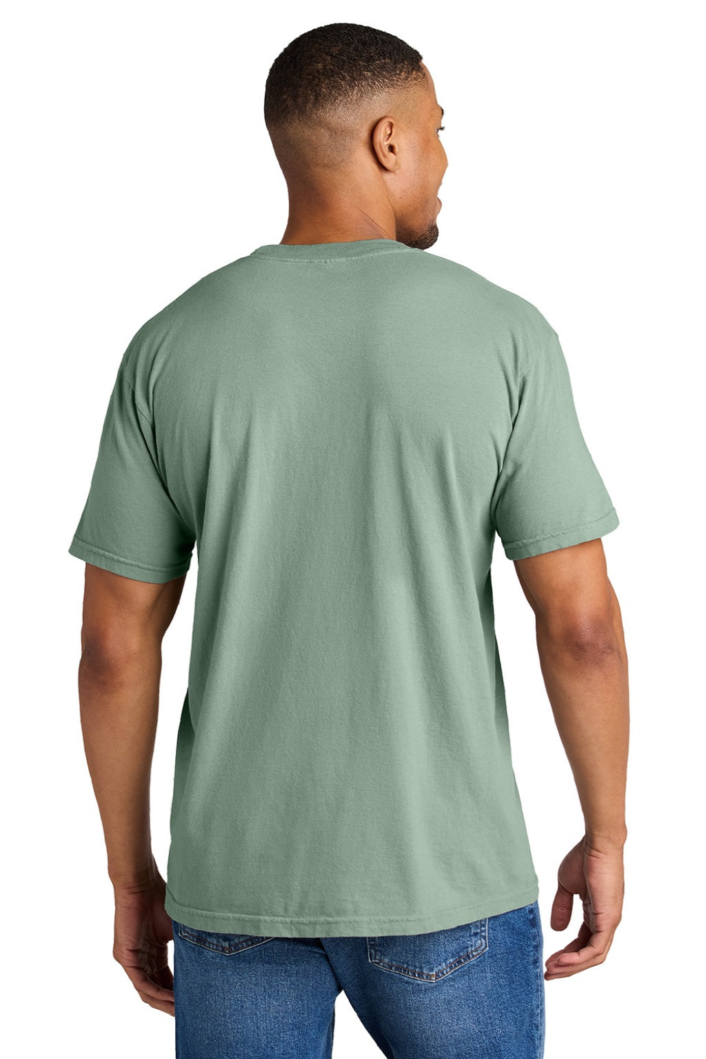 Comfort Colors 1717 Mens Short Sleeve Crewneck T-Shirt Bay Green Model Back