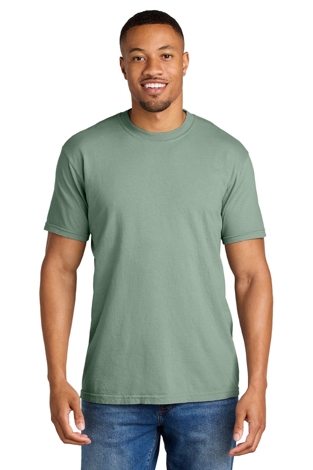 Comfort Colors 1717 Mens Short Sleeve Crewneck T-Shirt Bay Green Model Front